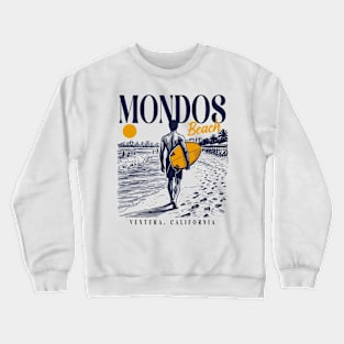 Vintage Surfing Mondos Beach, Ventura, California // Retro Surfer Sketch // Surfer's Paradise Crewneck Sweatshirt